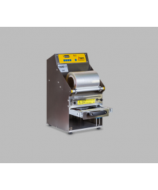 Mașină de ambalat cu sigilare prin termosudare, lățime folie 210 mm, semiautomată, cu sistem tăiere, 1 matriță fixă 1 caserolă